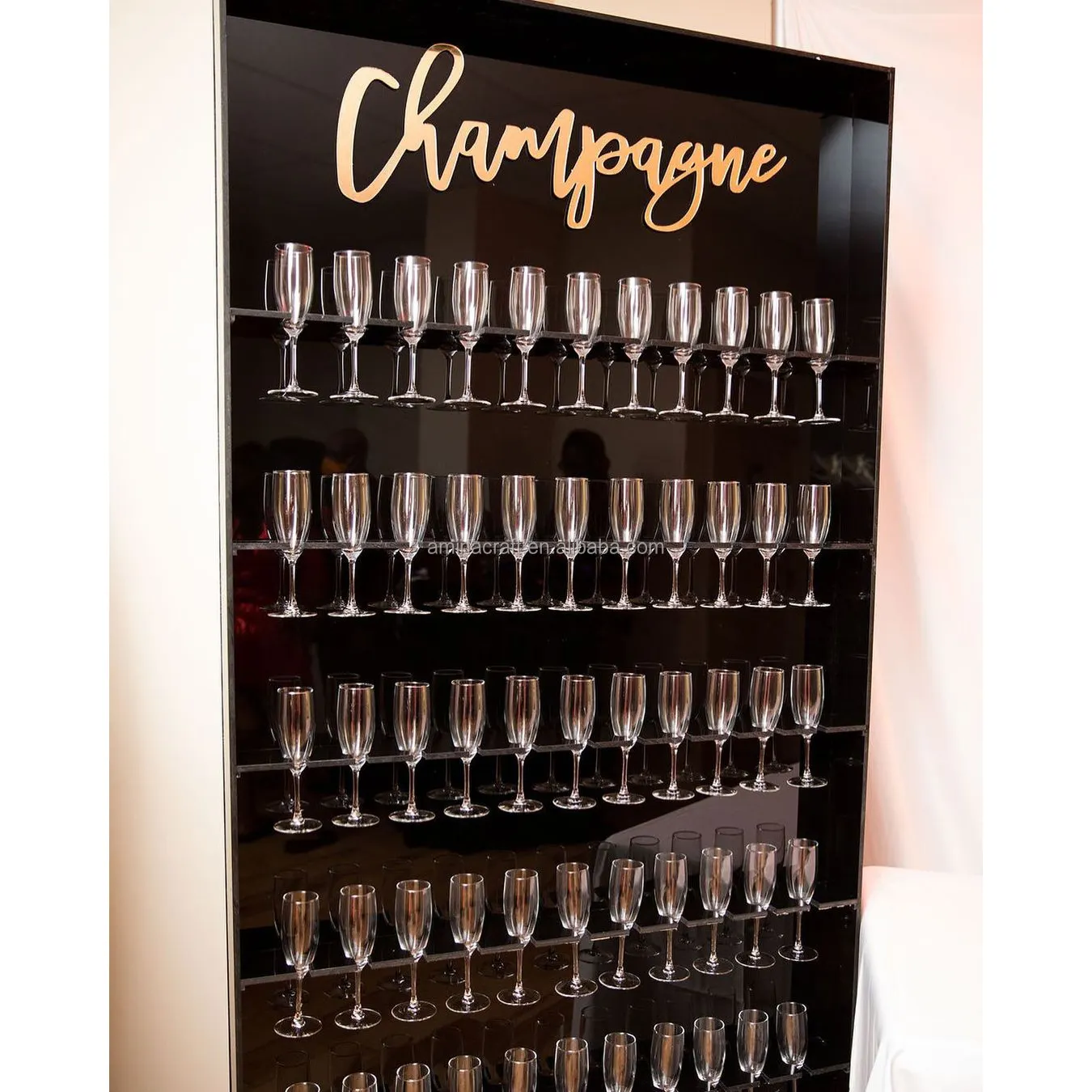 Amina Craft customized factory price black acrylic wedding wine champagne wall display rack