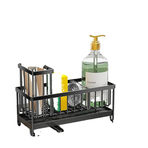 Cisily noir <span class=keywords><strong>porte</strong></span>-éponge cuisine évier Caddy organisateur <span class=keywords><strong>porte</strong></span>-brosse comptoir stockage antirouille 304 <span class=keywords><strong>savon</strong></span> en acier inoxydable - Product Image 1