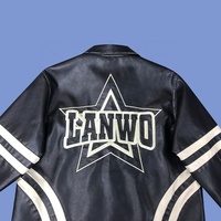 Blouson de motard vintage en cuir PU personnalisé avec logo OEM, broderie chenille, strass, fermeture éclair, style streetwear pour homme