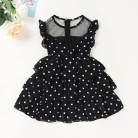 Mousseline de soie Double couche bébé robes Flutter manches à pois motif maille col rond robes de princesse pour les filles