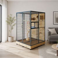 Cage à oiseaux en bois de grande taille, directement de l'usine, écologique, volière haut de gamme, spacieuse, confortable, habitat intérieur pour animaux de compagnie, sur mesure
