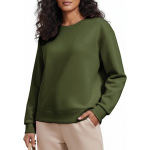Sudadera Suave de Cuello Redondo para Mujer, Manga Larga, Ligera, Informal, Transpirable, para Yoga, Tejido de Punto, 280 g/m² - Product Image 1