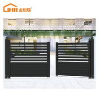 Portails battants automatiques JHR pour allée, design de portail principal, portail battant double en aluminium avec revêtement en poudre, design métallique pour maisons modernes