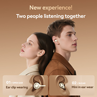 Écouteurs Bluetooth M165 à clip d'oreille + mini écouteurs de sommeil avec miroir de maquillage et lumière d'appoint, deux paires d'écouteurs sans fil TWS pour couple
