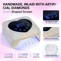 Lampe à ongles LED rechargeable UV 72W Lampe à ongles sans fil avec strass en forme de cœur Manucure Pédicure Lampe à ongles professionnelle