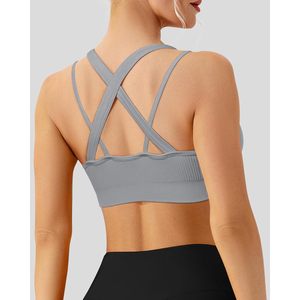 Sports Bras For Women High Support Ribbed Criss Cross <b>Back</b> Padded Workout Bra Running Yoga Fitness 3 <b>Pack</b> - Product Image 2