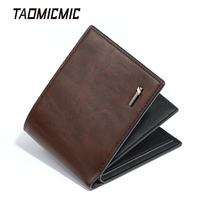 Portefeuille TAOMICMIC en gros pour hommes, style rétro en cuir, grande capacité, décontracté, pour dollars américains et cartes