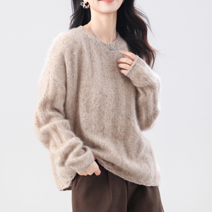Maßgefertigter 100% Kaschmir <span class=keywords><strong>Damen</strong></span> Herbst- und Winter-Freizeitpullover in Unifarbe - Product Image 3