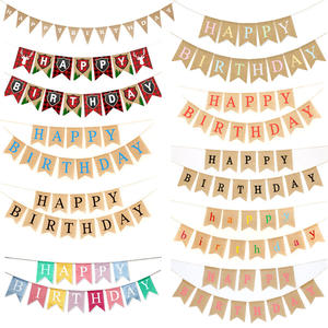 <span class=keywords><strong>Guirlande</strong></span> de drapeaux vintage joyeux anniversaire en toile de jute pour décorations de fête Diwali Bannière Décorations suspendues - Product Image 2
