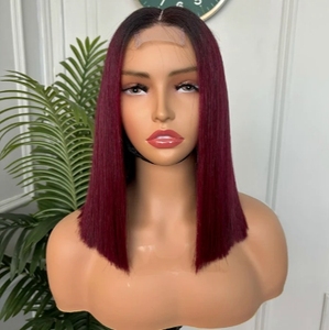 Perruque Bob courte en dentelle sur le devant Cheveux humains brésiliens pour femmes noires <span class=keywords><strong>Taille</strong></span> <span class=keywords><strong>10</strong></span> Perruque Bob vietnamienne sans colle à double tirage - Product Image 3