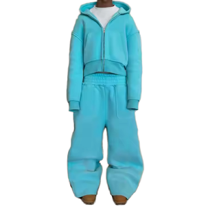 ชุดเซ็ตเสื้อฮู้ดซิปแบบมีซิปทรงหลวมสไตล์วินเทจฟอกสีสำหรับผู้ชาย พร้อมกางเกงขายาวทรงหลวม ชุดวอร์มสั่งทำพิเศษ ระบายอากาศได้ดี ผลิตจากผ้าโพลีเอสเตอร์/คอตตอนพิมพ์ลาย - Product Image 2