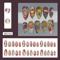 Ongles Stiletto de Longueur Moyenne, Ongles Sculptés 3D, Ongles à Coller Faits à la Machine en ABS, Ensemble de Designs d'Art d'Ongles 3D