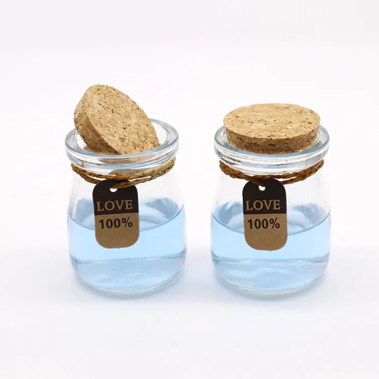 Large in Sale 50 ml Pudding Bottles with Thick Glass Wall and Wooden Cap