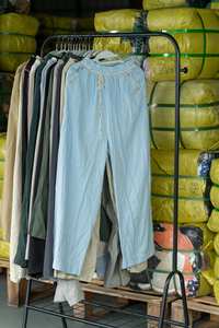 Pantalones anchos de verano usados WS10 para mujer, pantalones holgados de <span class=keywords><strong>segunda</strong></span> <span class=keywords><strong>mano</strong></span> de algodón/chifón/nailon mixto para mujer, ropa en stock - Product Image 2