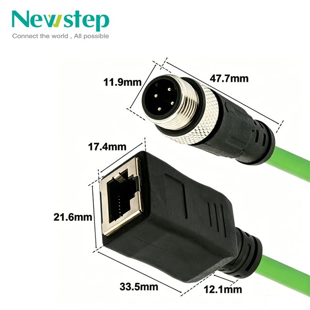 M12 D Coded 4 Pin RJ45 Profinet Cat5e Copper Industrial Ethernet Cable IP67 Shielded High Flex FPC Power PLC Servo Motor