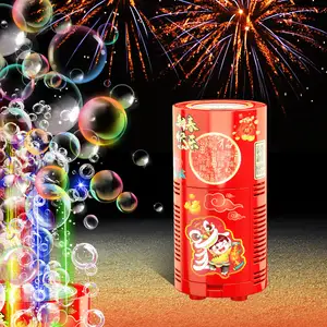 2024 Led Light Up Sounds Elektrische Bubble Maker Blower Chinees Nieuwjaar 20 Holes Vuurwerk Bubble Machine Festival Speelgoed