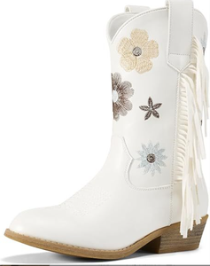 Bottes en cuir pour enfants et bébés, style cowboy vintage, à talons hauts, en daim, avec broderie florale, pour garçons et filles, vente en gros - Product Image 6
