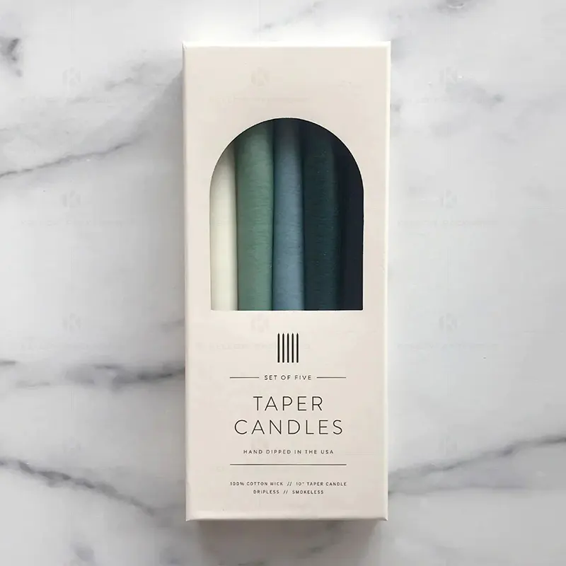 Venta al por mayor Cajas de velas con ventana Cajas de embalaje de velas cónicas Cajas de papel para velas