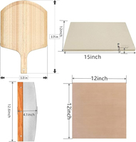 Ensemble de 4 pierres à pizza rectangulaires-Grande pierre de cuisson de 15 "avec pelure de chêne, coupeur et 10 papiers de cuisson gratuits pour four et gril