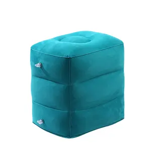 Almofada de ar inflável portátil com três camadas, almofada para descanso de pé, avião, casa e viagem