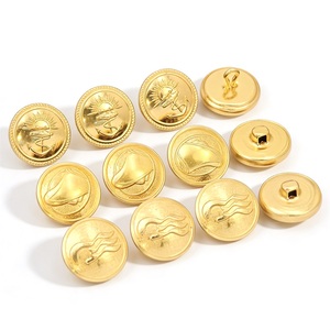 Gold Metal Shank <b>Buttons</b> with Embossed Anchor and Wave Design Round Classic Uniform <b>Buttons</b> Nickel-Free - Product Image 1