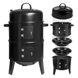 3 In 1 Grill Smoker 3 strati Tower Grill Smoker Vertical Barrel Charcoal Barbecue Grill Smoker Charcoal BBQ
