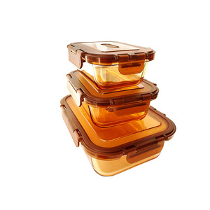 Boîte à lunch bento en verre borosilicate résistant à la chaleur, utilisable au micro-ondes, avec couvercle en PP et joint en silicone - Product Image 4
