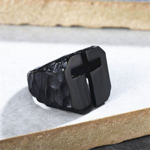 Anillos Cruzados Negros Huecos de Acero Inoxidable para Hombre, Fabricantes de Joyería de Moda - Product Image 5