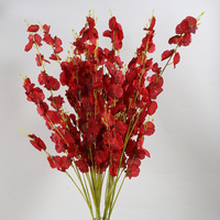 Bouquet de fleurs artificielles jaunes dansantes à cinq branches, tiges florales artificielles, centre de table, décoration pour la maison et les mariages