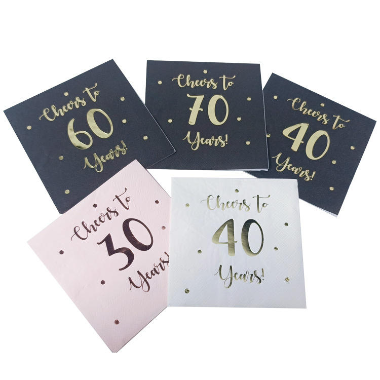 Lot De 50 Serviettes De Cocktail Pour 70e Anniversaire, Décorations De