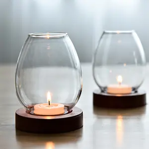 Recipiente de vidrio de borosilicato para velas, recipiente de chimenea soplado a mano resistente al calor, sin fondo, esmerilado, vela