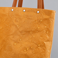Sac fourre-tout écologique en papier kraft vintage, finition froissée, unisexe, imperméable, grande capacité, doublure intérieure offset