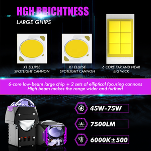 Chenlang 1,6 Zoll mit drei Laser-Abblend-/Fernlichtstrahlern, 150W/90W, superhelle Nachrüstlampen, flache Bi-LED-Projektorlinse für Auto und Motorrad - Product Image 6