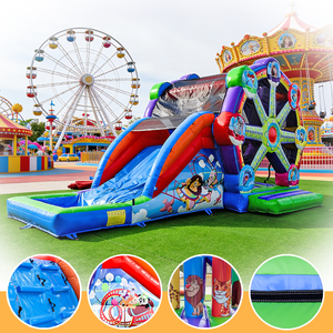 Inflables de Carnaval con Diseño de Noria, Casa de Brinco Inflable para Jardín, Toboganes de Agua con Piscina de Chapoteo, Combo de Tobogán Inflable y Zona de Chapoteo - Product Image 4