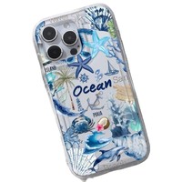 Coque de téléphone antichoc tendance Série Océan pour iPhone 16 15 17 Air Pro Max, motif personnalisable, coque arrière transparente
