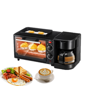 Forno Tostapane Elettrico Multifunzione con Padella, Macchina per Caffè e Griglia per Toast - Preparatore Colazione 3-in-1 per Uso Domestico - Product Image 1