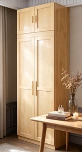 Armoire scandinave en bois avec portes battantes style Shaker, en bois massif, autoportante, mobilier de chambre moderne - Product Image 4