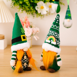 2025 Decoraciones del Día de San Patricio Gnomo de peluche Muñeco sin rostro verde Decoración de fiesta del día irlandés Adornos de San Patricio Regalos irlandeses - Product Image 3