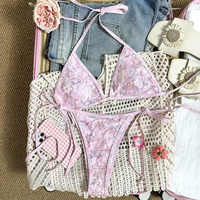 Bikini rétro à sequins en gros, ensemble bikini deux pièces élégant et sexy, marque privée, logo personnalisé