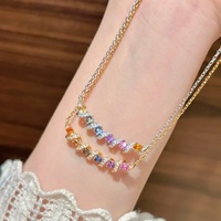 Collier d'été en zircon spirale arc-en-ciel, design souriant, délicat, luxueux, avec pierres précieuses colorées, plaqué or, pour clavicule