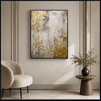Art mural abstrait gris doré, peinture sur toile peinte à la main pour salon, chambre à coucher, hall d'hôtel et intérieurs neutres modernes et organiques