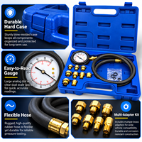 Kit de manomètre professionnel RuiMart pour test de pression d'huile moteur, raccords en laiton multi-tailles, tuyau flexible pour ateliers de réparation automobile