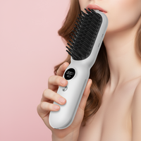 Sisir Pelurus Rambut Plasma Tanpa Kabel, Dapat Diisi Ulang, Portabel, Ion Negatif, Suhu Tinggi, Perawatan Rambut untuk Perjalanan