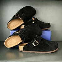 Mules sabots en daim pour infirmières, anti-fatigue, avec semelle intérieure en liège amortie, soutien de la voûte plantaire, respirantes, à enfiler, chaussures de travail en cuir souple, vente en gros