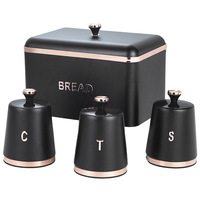 Ensemble de boîtes de rangement pour cuisine moderne style ferme, boîte à pain en métal avec couvercle, organisateur de rangement, boîte à café, thé, sucre pour la maison et la cuisine