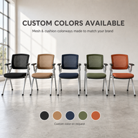 Chaise d'étude pliable pour étudiants avec dossier en maille respirante et siège rembourré, chaise de classe ergonomique empilable pour la maison et le bureau