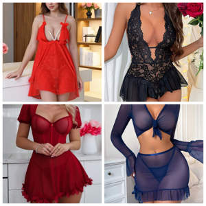 Sexy Durchsichtige Damenunterwäsche mit Offener Schrittpartie und Schleife - Product Image 2