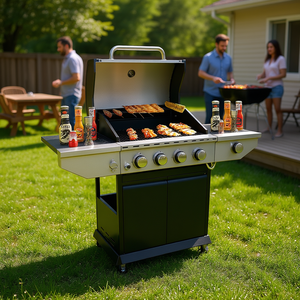 Parrilla de gas propano de acero inoxidable Db 4 con quemador lateral y termómetro para barbacoa al aire libre para 5 personas - Product Image 2