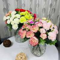 Fleur de Soie Décorative 5 Branches 10 Têtes Mini Oeillets Artificiels Bouquet pour la Fête des Mères