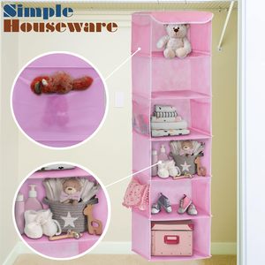6 Shelf <b>Hanging</b> Closet Organizer Pink Bedroom Storage Modern Design Non Woven Fabric <b>Hook</b> Type - Product Image 6